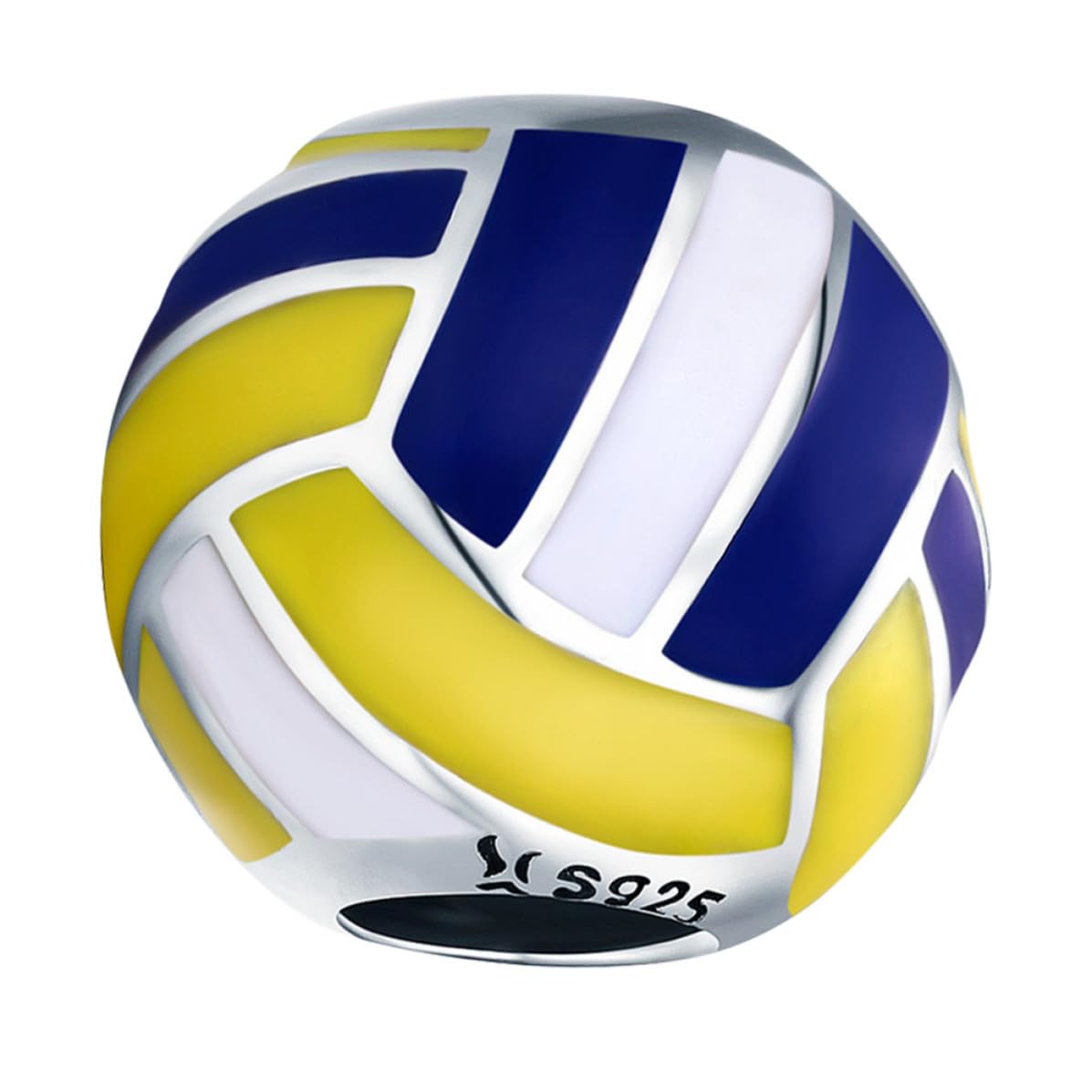 Silber Volleyball form DIY perlen Kreative Lose Perlen zum Selbermachen von Armbändern und Schlüsselanhängern in Weiß Gelb und Blau