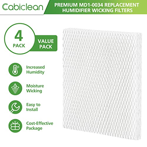 Cabiclean Md1-0034 Replacement Humidifier Wicks Filters Compatible With Vornado Evaporative Humidifier Model Evap40, Evap2, Ev100, Ev200, Evdc300, Evdc500, (4-Pack) #TOP4