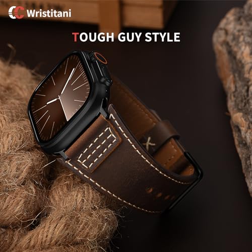 Image of Wristitani Genuine Leather Strap Compatible With Apple Watch
