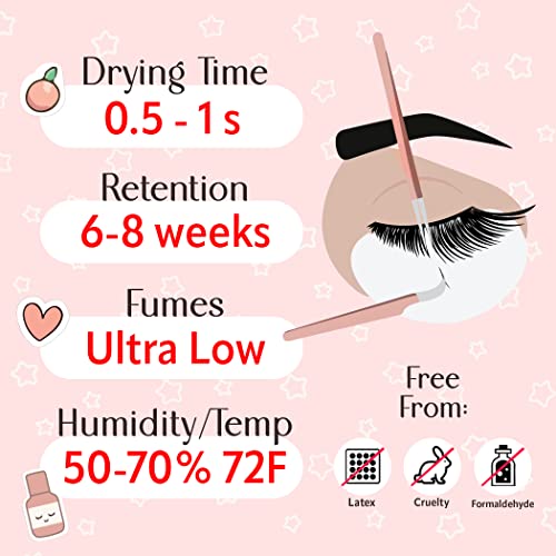 Ultra Strong Lash Extension Glue / 8 Week Retention / 0.5S Drying Time/Milk Peach™ Pro Lash Glue/Ultra Low Fumes/Formaldehyde Free/Made In Korea #TOP3