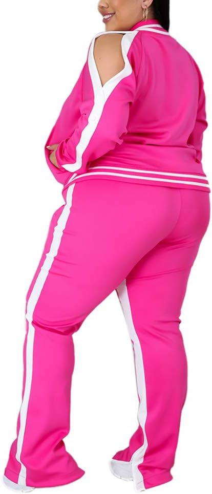 Ophestin Womens Plus Size 2 Piece Tracksuits Outfit Long Sleeve Jacket Skinny Sweatpants Set - Image 4