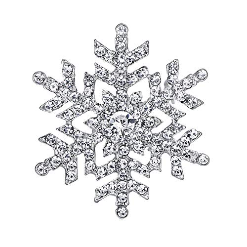 EVER FAITH Austrian Crystal Bridal Elegant Snowflake Flower Brooch Clear Silver-Tone