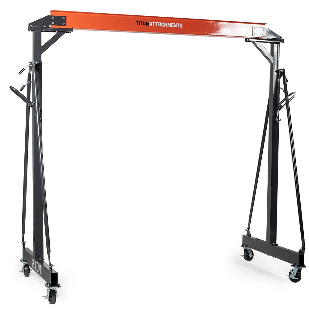 Adjustable Gantry Crane, 2 Ton Capacity, Shop Lift Hoist Rated 4,000 LB, Portable Design with Locking Wheels, Adjustable Height up to 12 FT, Durable Steel Construction, Frame Only
