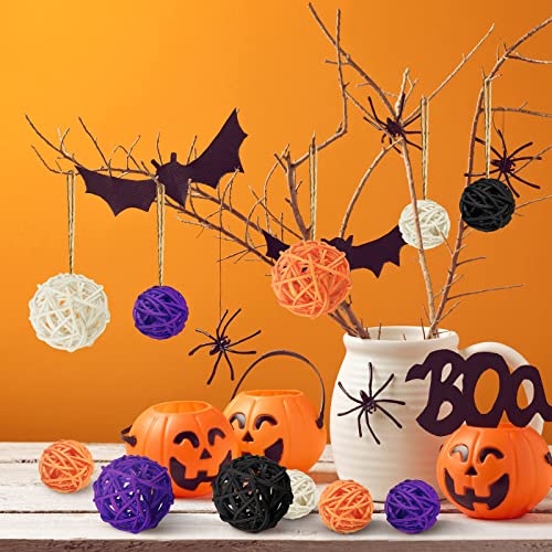 36 Pieces Vase Filler Wicker Rattan Balls Colorful Vase Filler For Home Decor Table Decorative Balls For Bowls Natural Rattan Balls For Holiday Party Decoration(Orange, White, Purple, Black, Round) #TOP1