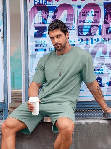Image of Vogaan Men's T-Shirt and Shorts Set | Top & Shorts Night Suits Set | Night Wear for Men