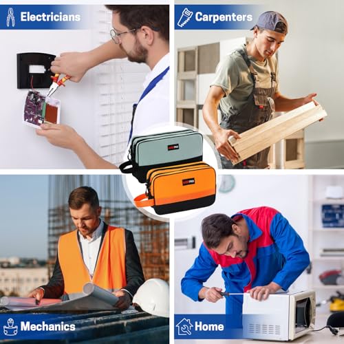 WISEPRO Tool Pouch Set, Multipurpose Zipper Tool Pouch with Dual Compartment - 2-Pack Heavy-Duty Small Tool Bag Storage (10" x 6" & 12" x 7") - Image 8