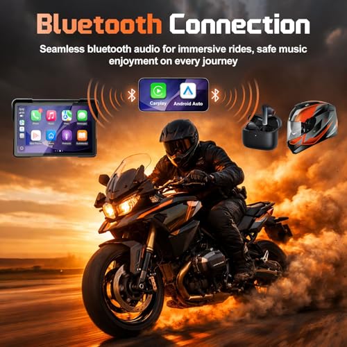 Image of 2026 LBW 7 inch Wireless GPS Motorcycle CarPlay(Includes 128G SD) with Android Auto Navigation, Dual 2K Dash Cam, HD Waterproof Screen, TPMS, Remote Control, BT, Quick Release Magnetic Design Mount