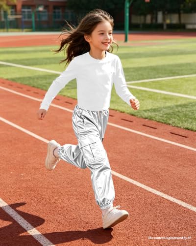Image of Betusline Girls 2 Piece Summer Outfits,Kids Casual Short Sleeve Crop Top & Cargo Jogger Pants Sets,4T-14Y