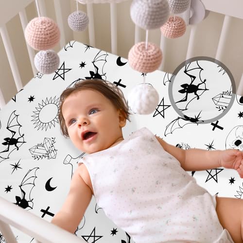 Image of Mindsoft 2 Pcs Gothic Crib Sheet Set Fitted 52 x 28 x 8 Inches