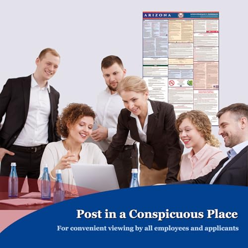 Arizona Department of Labor Poster, State and Federal, OSHA Compliant, Laminated, Spanish