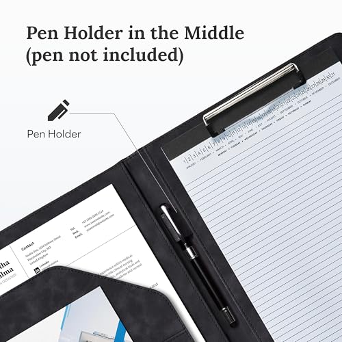 Image of Clipboard Folder Padfolio, Mymazn Writing Portfolio Faux Leather Clipboards with Cover for Legal Pad Holder Letter Size A4 8.5 x 12 for Business Conference Notepad Clip Boards
