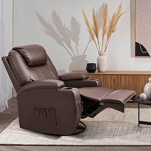Sillón reclinable masaje Marrón con cuero miniatura 3
