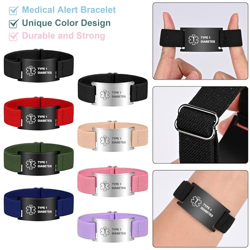 Medical Alert Bracelet for Women Men, Adjustable Medical Alert ID Wristband for Diabetic D.N.R Pacemaker Epilepsy3