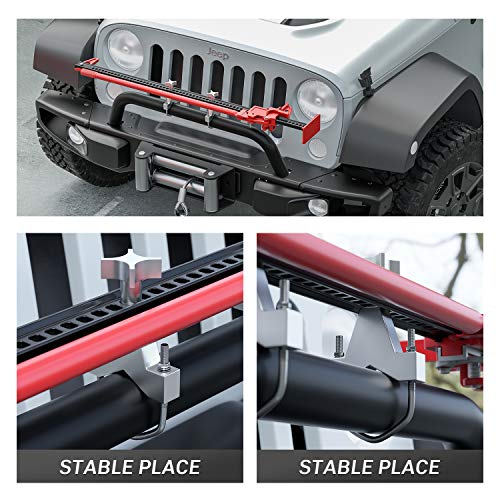 ORCISH High Lift Mount for 2"-3" Tube, Adjustable Jack Tube Mount Bracket for Jeep Wrangler JK TJ Roof Rack Front Bumper Bull Bar Roll Cage Spare Tire Toyota FJ Cruiser (Silver) - Thumbnail 2