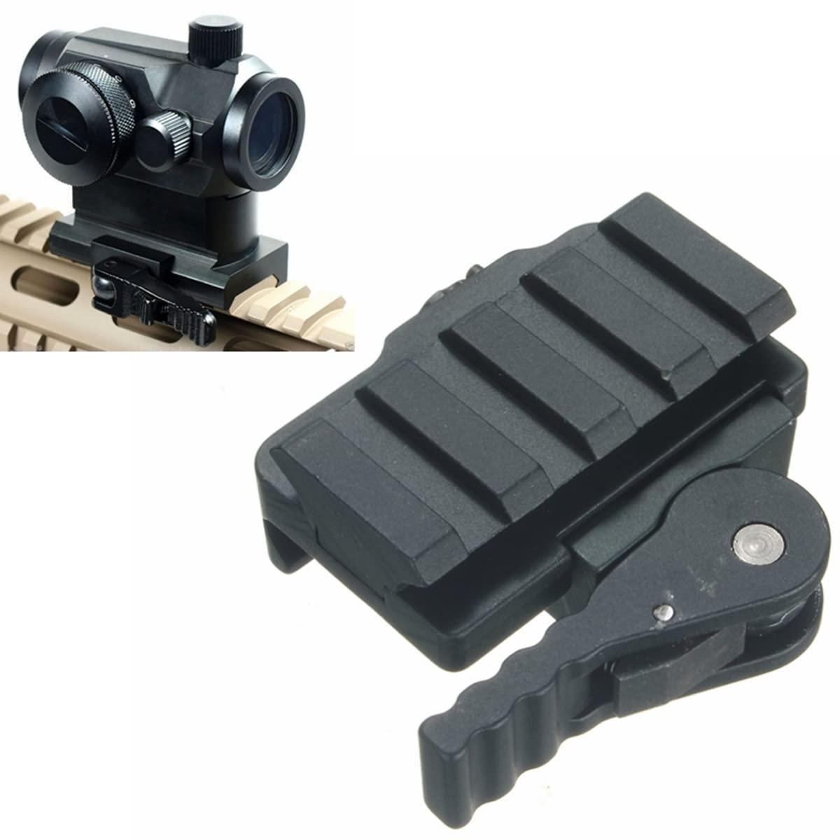 Dophee Taktischer Schnellspanner-Adapter Picatinny Riser Low Profile 4 Slots Lever Mount Base Adapter passend für 20 mm Rail Picatinny