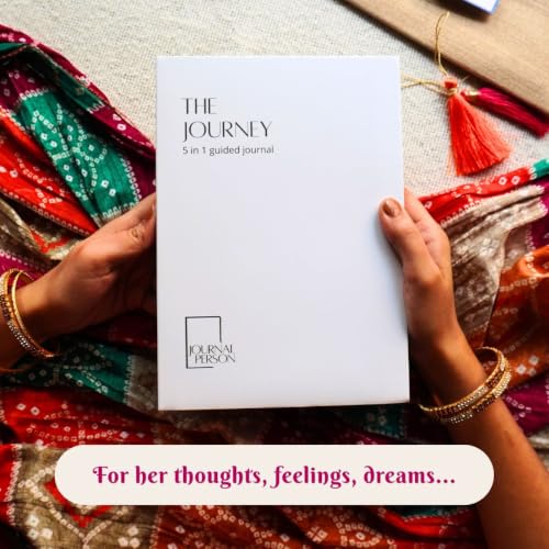 Image of Rakhi Gift Set for sisters- 5-in-1 Guided Journal Diary, Indian Lace Gift Packaging, Money Envelope & Personal Message Bookmark Card for sisters