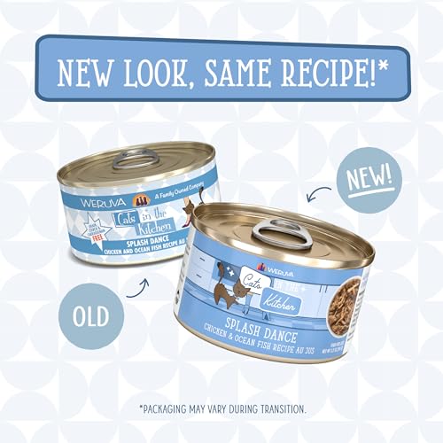 Image of Weruva Cats in The Kitchen, Splash Dance with Chicken & Ocean Fish Au Jus Cat Food, 3.2oz Can (Pack of 24)
