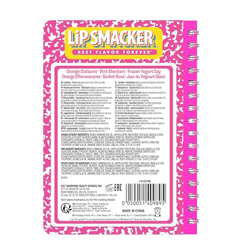 Lip Smacker Back to School Collection Spiral Notebook Trio, Kids Notebook Lip Balm Set, 3 Fun Pink Balms, Multicolor - Image 4