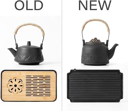 ICHAG Chinese Tea Set, Japanese Tea Sets for Adults, 15-Piece Porcelain Gongfu Tea Set with Tea Pet & Tea Tray, Japanese Teapot Set, Travel Tea Party Set, for Home/Office/Outdoor/Gifts (Black)