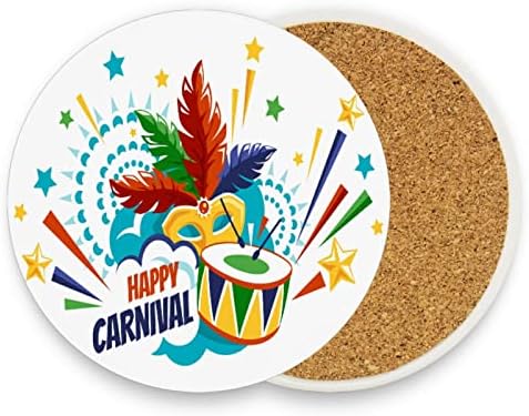 Mardi Gras Karnaval Emici İçecek Bardak Altlıkları Isıya Dayanıklı Bardak Altlıkları Ev Dekorasyonu Bardak Altlıkları, 1'li Set, 9,9 İnç - Görsel 2
