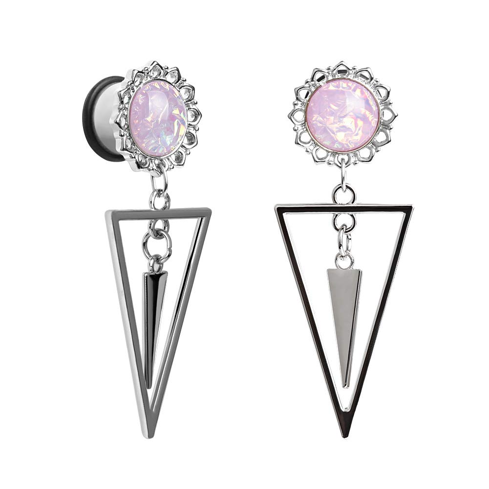 KUBOOZ Ear Plug Tunnel Gauge Stretcher Piercing Pink Spiral Pendant Stainless Steel Screw.