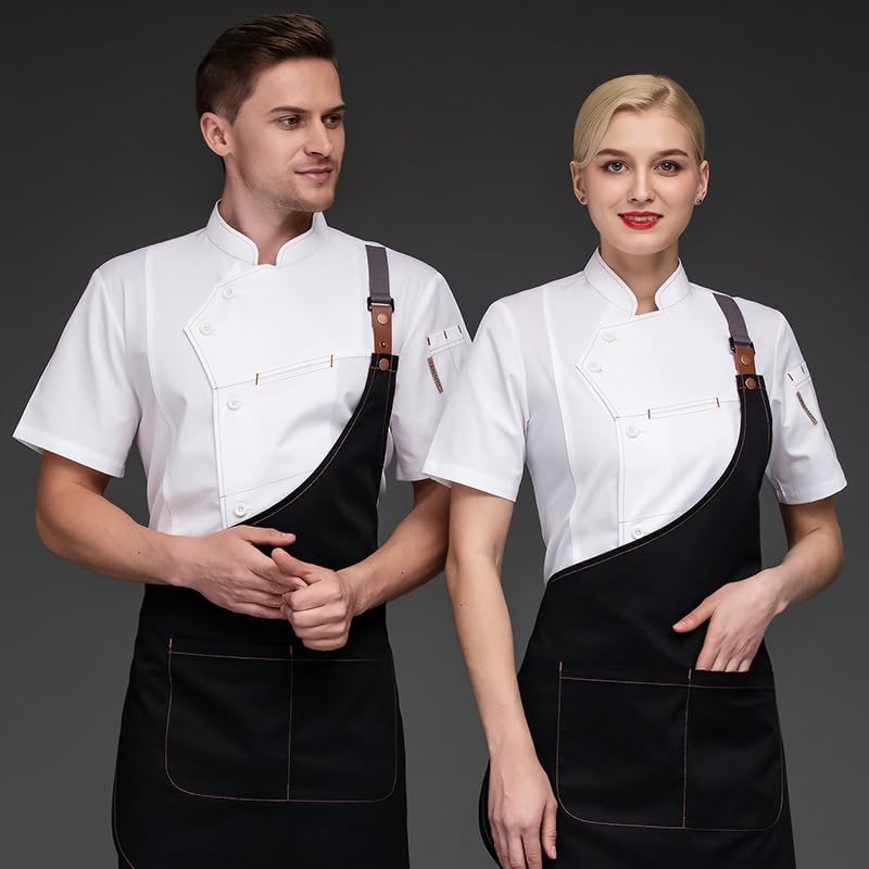 Chef Uniform Set Men Women Restaurant Kitchen Cook Waiter Waitress Baker Bartender Jacket&Apron