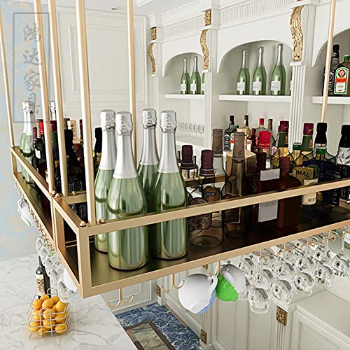 Étagère à vin dorée plafond pour optimiser une cuisine encombrée - 6