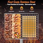 Paniers pour Grill extérieur, 2PCS BBQ Panier de grillage avec poignée amovible en bois, en acier inoxydable Camping Grill Accessoires pour la viande poisson Légume fruits de mer, Cadeaux pour les hommes