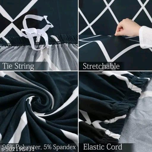 Image of HK 3 Seater Universal Elastic Sofa Cover | 360 Fully Covered Anti-Slip Washable Couch Cover Protector | 140 GSM Stretch Fit Polyester + Spandex Slipcover (180-230cm /SC-008-03)