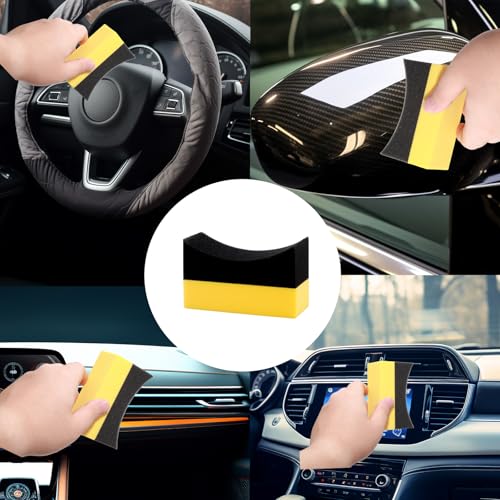 Image of 7pcs Yellow Tire Shine Applicator Sponges, Durable Foam Tire Applicator Pads, Reusable Tire Sponges, for Car Glass, Painted Steel & Porcelain