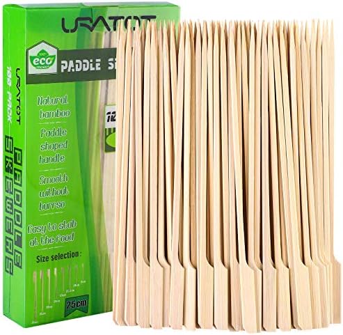 URATOT 100 Pieces Paddle Skewers Natural Wooden Cocktail Sticks Picks for Barbeque, Kebabs, Cocktails Buffet Party