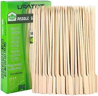 URATOT 100 Pieces Paddle Skewers Natural Wooden Cocktail Sticks Picks for Barbeque, Kebabs, Cocktails Buffet Party