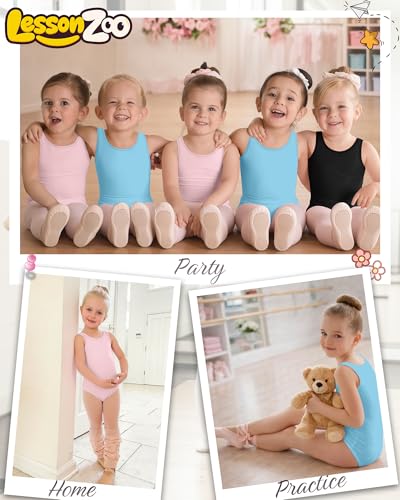 Image of 3 Pack Girls Leotards Toddler Ballet Tank Leotard Kids Dance Gymnastics Outfits Solid Sleeveless Bodysuit 2-12Y