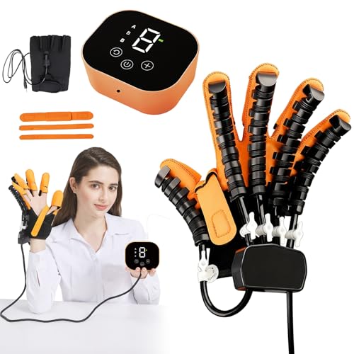 Zertylre Rehabilitation Roboter Handschuhe, Einstellbarer Modus, Finger Hand Exerciser für Patienten mit Handfunktionsstörungen(XL,Rechte Hand)
