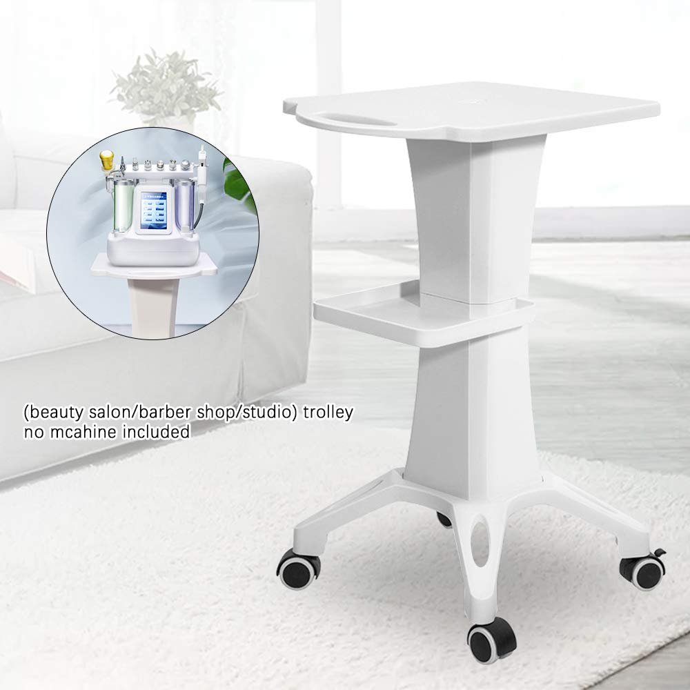 Carrello per salone di bellezza, carrello a 2 ripiani, per spa, attrezzature di bellezza, manutenzione, vassoio portaoggetti, carrello porta macchina di bellezza, carico massimo 40 kg