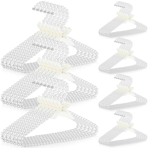 Threan White 48 Pcs Pearl Beaded Clothes Hanger Mini Pearl Hangers