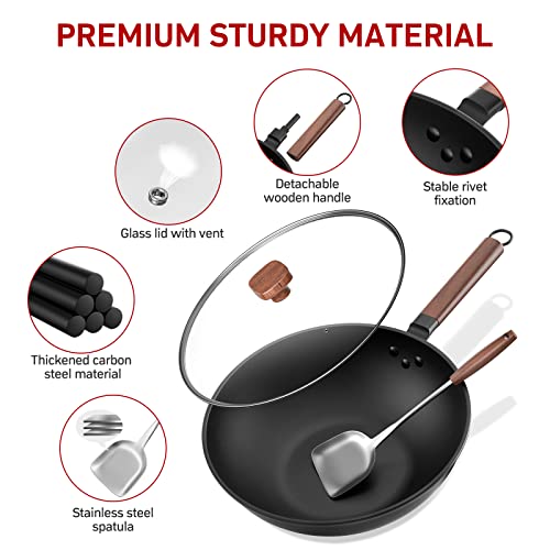 Carbon-Steel-Wok-13-Inch-Wok-Pan-with-Lid-and-Spatula-Nonstick-Woks-and-Stir-fry-Pans-No-Chemical-Coated-Flat-Bottom-Chinese-Wok-for-Induction-Electric-Gas-All-Stoves