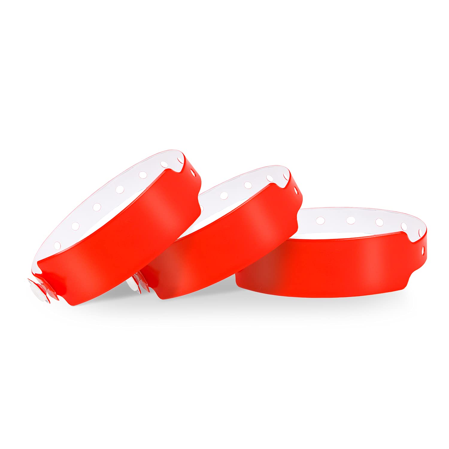 Wristall Neon Red Plastic Wristbands 500 Pack - Colored Wristbands for Events, Vinyl Wrist Bands of Party