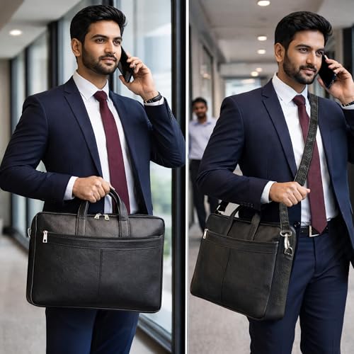 Image of RUSTIC TOWN Premium Leather Crossbody Messenger Bag - Stylish and Versatile - Gift for Professionals