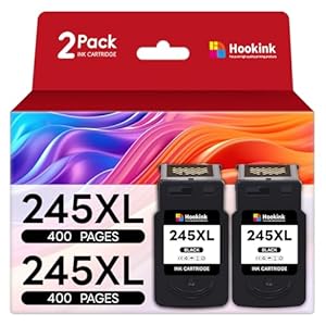 245XL Black Ink Cartridge Replacement for Canon 245 PG245 XL PG245XL Ink Cartridge (2-Pack) Use with Pixma MG2522 TS3122 TS3322 MX490 TR4520 TR4527 MG2520 MX492 TS202 TS302 Printer