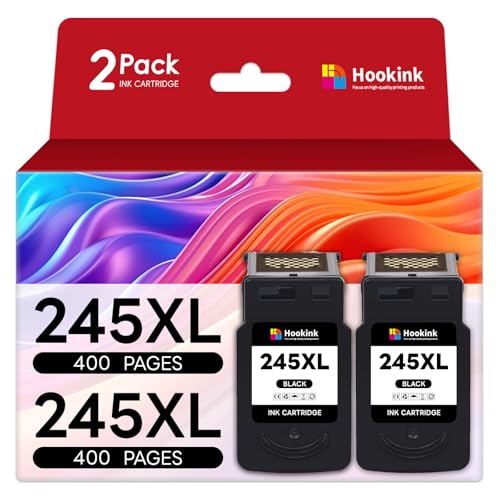 Image of 245XL Black Ink Cartridge Replacement for Canon 245 PG-245 XL PG245 for Canon Pixma MX490 TR4520 TS3322 MX492 TS3122 MG3022 MG2522 MG2920 MG2420 MG2520 MG2922 MG2924 Printer (2 Black)