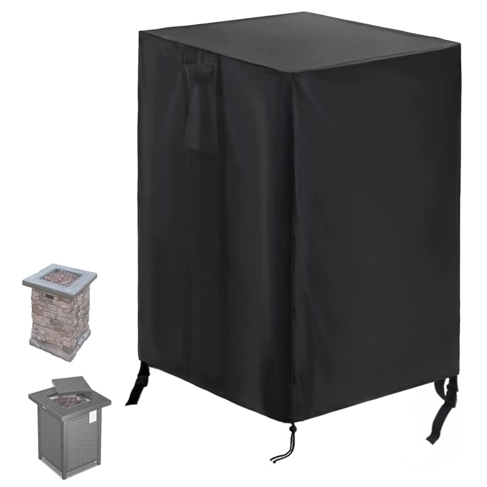 Canyonus Square Fire Pit Cover, Waterproof Windproof 420D Heavy Duty Fire Pit Table Cover with Drawstring, Garden Square Table Covers for Firepits, 70 x 70 x 89 cm, Black