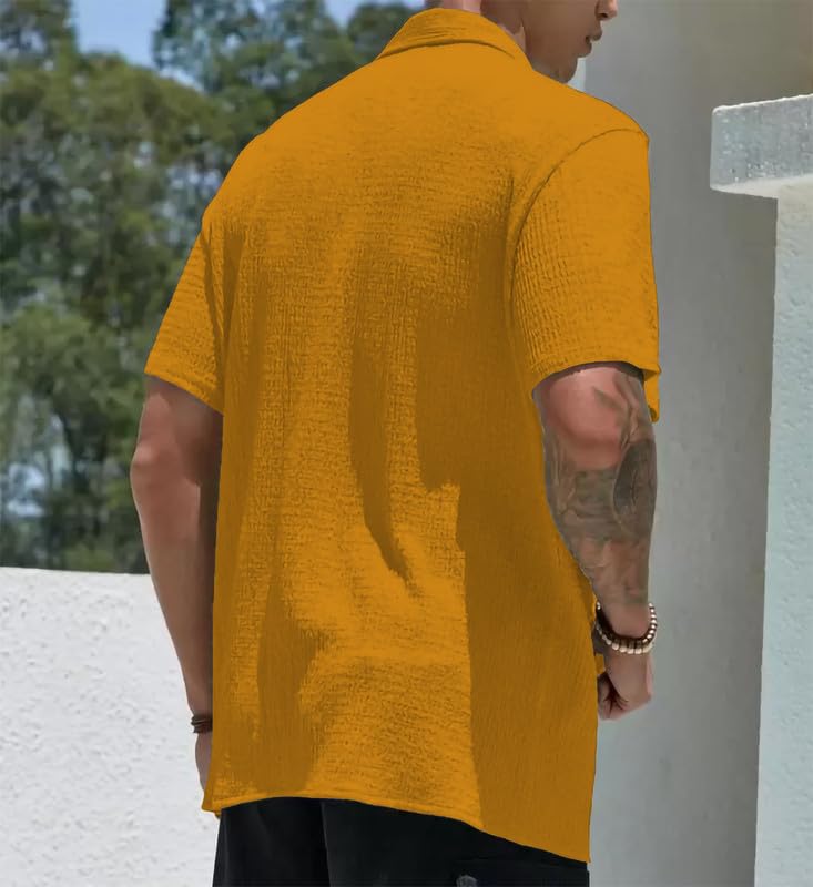 Image of COMBRAIDED Men's Slim Fit Half Sleeve Polycotton Casual Shirt - Solid Pattern, Hip Length