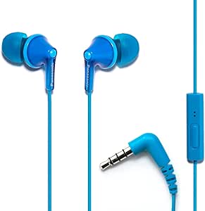 Panasonic ErgoFit Wired Earbuds With Microphone, 3.5mm Jack Wired Headphones with Mic and Call Controller, Ergonomic Custom-Fit Earpieces (S/M/L), for Phones and Laptops - RP-TCM125-A (Blue) asin的图片