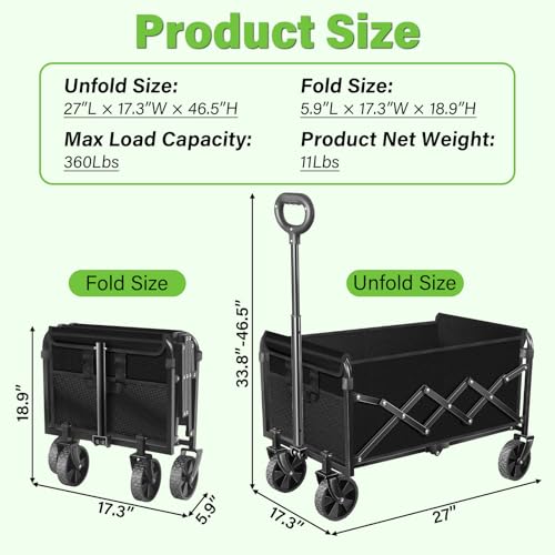 image for micieitie Wagons Carts Foldable - Collapsible Wagon Cart with Wheels �