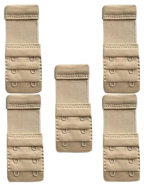bra extender for women – 2 hook elastic bra extension strap, soft & comfortable bra band extender, pack of 5, beige