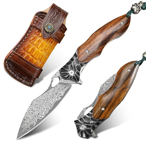 Handmade-Damascus-Steel-Folding-Pocket-Knife-with-37in-Sharp-BladeMens-Folding-Knife-Liner-LockDesert-Ironwood-Handlewith-Leather-Sheath-Home-Outdoor-EDC-Knife-Camping-Gift-Knifeife
