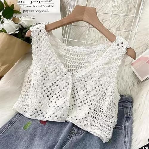 Image of NAIADES Women's Handmade Crochet Crop Top, Sleeveless Top for Women,Comfortable Fit