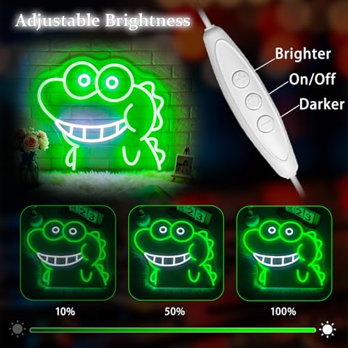 Image of Dinosaur Neon Sign, Neon Signs for Wall Decor - Dimmable LED Signs for Kids Room, Gaming Room, Bedroom, Living room - USB Powered Light Up Sign Decorations Gift