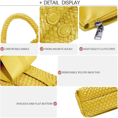 Image of JINMANXUE Woven Tote Bag for Women, Fashion Hobo Handbag, Travel Top-handle Shoulder Bag, Beach Underarm Bag with Purse